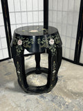 Chinoiserie Black Lacquer Garden Seat/Drum Stool