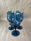 Set Of 5 Blue Small Wine Goblets