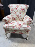 Cream/Red Floral Upholstered Chair