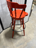 Reddish/Orange Painted Swivel Bar Stool