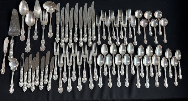 67-Piece RW&S Wallace Violet Vintage Sterling Silver Flatware Set