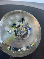 (F) Bubble Floral Garden Art Glass Paperweight on Stand AS IS (READ DESCRIPTION CAREFULLY)