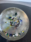 (F) Bubble Floral Garden Art Glass Paperweight on Stand AS IS (READ DESCRIPTION CAREFULLY)