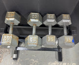 2-Tier Black Steel Vintage Dumbbell Rack with 4 Dumbbells