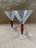 Pair Of Amethyst Stemmed Glass Martini Glasses