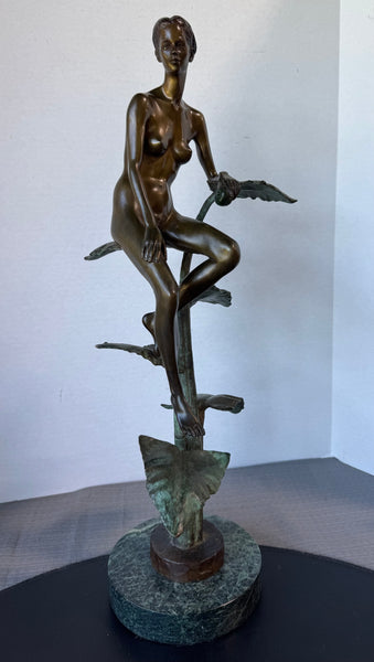Signed & Numbered Charles Cropper Parks Bronze & Marble Eve Sculpture
