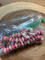 Pink & Natural Wood Tone Necklace / Earring Set