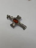 Sterling Cross with Amber Stone