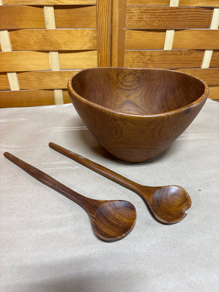 Vintage Dolphin Wooden Bowl & Serving Set