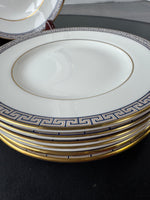 (C) 8-Piece Wedgwood England Palatia R4700 Greek Key Bone China Dessert/Bread Plates Set