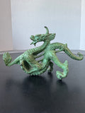 Green Cast Iron Asian Dancing Dragon Sculpture