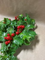 Pair Of Mini Plastic Holly Christmas Wreaths