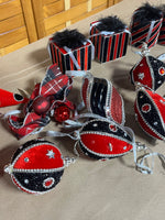 Christmas Ornament Lot, Black and Red Tones