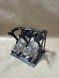 Ornate Cast Metal Frame With Snail Shell Shaped Glass Ink Bottles
