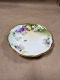 (B) Purple Floral Gold Trim Limoges Saucer Plate