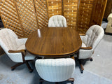 Vintage ChromCraft Dining Table with (4) Rolling Chairs, 1 Leaf ***HEAVY ITEM***READ DESCRIPTION ON PICK UP POLICY***