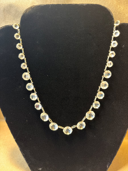 Silver Tone/Faux Crystals Necklace