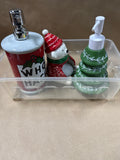 3 Piece Holiday Soap Dispensers And Sponge Holder