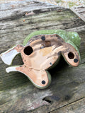 Green Ceramic Frog Garden Statue