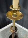 Stiffel Style Brass & Wooden Barley Twist Dual Switch Vintage Floor Lamp (WORKS)