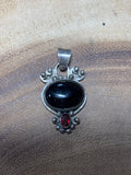 Sterling Pendant with Black & Red Stones