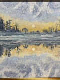 Sunrise Reflections in Winter Original Painting by Local Artist, Ginger Olansen; Signed