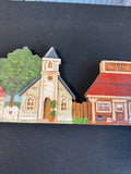 Hand Painted Country Village Wooden Over the Door Decor