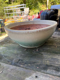 Large Shallow Green Glazed Terracotta Planter (Two Available)
