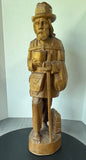 Ecuadorian Vintage Hand Carved Barefoot Traveler Large Wooden Sculpture