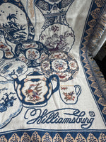 (C) Goodwin Weavers Colonial Williamsburg Floral Teapot Tapestry Style Fringed Blanket