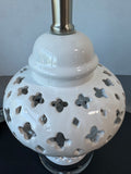 White Open Lace Ceramic Urn Lamp (WORKS)