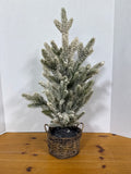 Artificial Flocked Tabletop Tree With Basket Base