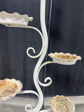 White Painted Metal Vintage 3-Way Floor Lamp with Candle or Plant Holder Tiers (WORKS)