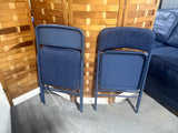 Cosco Blue Metal Folding Chairs, Pair/2 pc