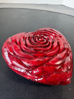 Pier 1 India Carved Soapstone Red Roses Heart Paperweight