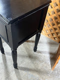 Black End Table with Glass, and Storage