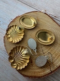 Trio of Green Stone Accented Gold Tone Earrings (E)