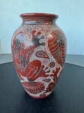 Handcrafted Nicaraguan Terracotta Sgraffito Frog Pottery Vase