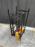 Wrought Iron Fireplace Tool Set & Log Holder with 2 Fire Starter Logs