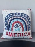 America Embroidered & Embellished Throw Pillow