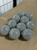 Shimmering Silver Plastic Ornaments, 10 pc