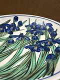 Hand Painted Floral Iris Serving Bowl — Signed At Bottom
