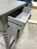 Light Gray Painted Nightstand with Drawer; Spindle Legs
