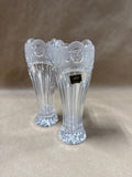 Pair Of Oneida Crystal Southern Garden Frosted Flower Bud Vases
