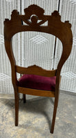 French Style Carved Vintage Side Chair with Velvet Seat