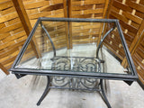 Glass Top End Table with Heavy Metal Base