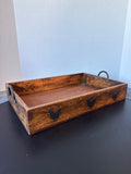 Wooden Rectangle Tray With Chickens And Handles