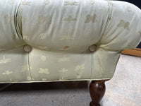 Tufted Bench on Casters with Butterfly Fabric