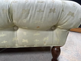 Tufted Bench on Casters with Butterfly Fabric