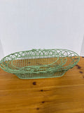 Green Wired Oval Baskets With Handles